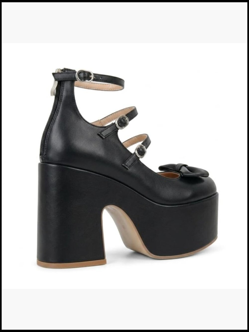 Mary Jane Platform Heels Chunky Block Heel Plaid Fabric Pumps Bow Ankle Strap - Picture 4 of 7